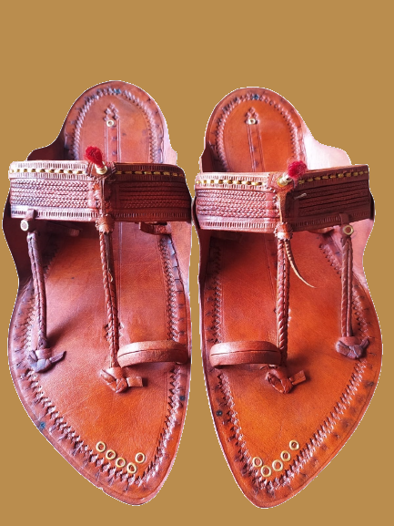 Picture of Handcrafted Kapashi Leather Chappal - Premium Quality with Traditional Look, Wide Bridge, 6 Strips and Lal Gonda